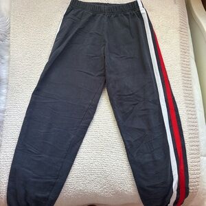 Brandy Melville Black Track Pants with Red and White Stripes